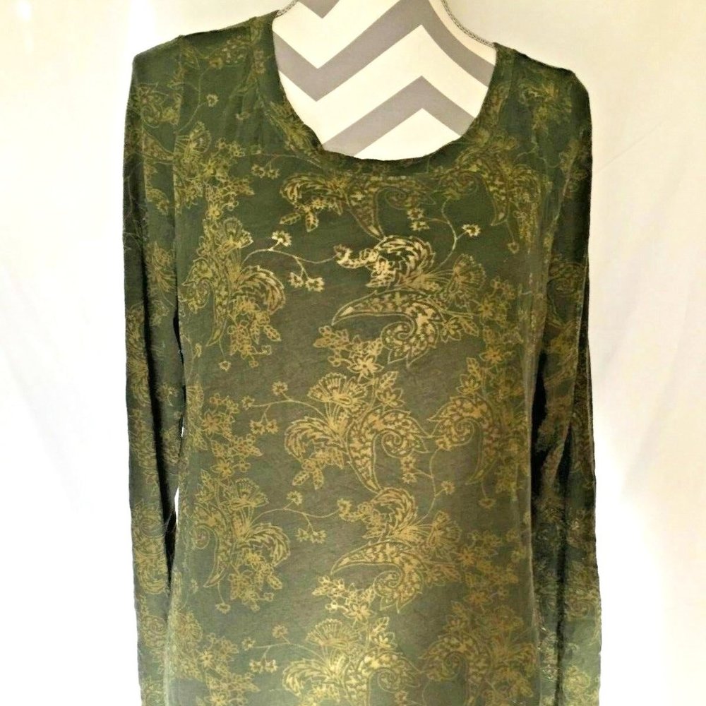 Chalet ~ Green Poly/Cotton/Rayon Blend Long Sleeve Tunic/Top ~Sz.M Made in U.S.A